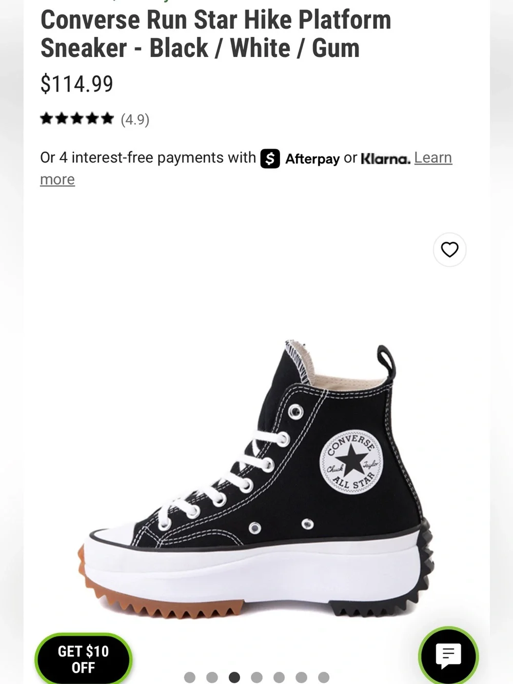 Converse Run Star Hike Platform Sneaker - Black / White / Gum